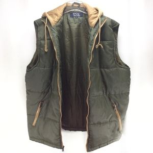 ROK Puffer Vest Drawstring Hooded Pockets XL